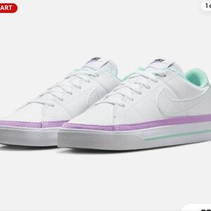 Nike Court Legacy Next Nature Womens White with Purple Accent Sneakers